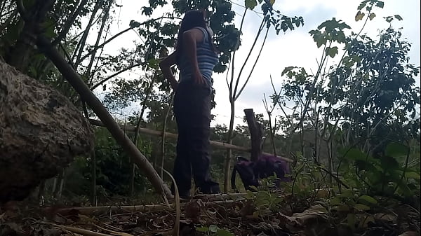 MY STEPMOTHER’S SLUT IS IN THE JUNGLE WALKING IN SEARCH OF A DICK TO FUCK OUTDOORS